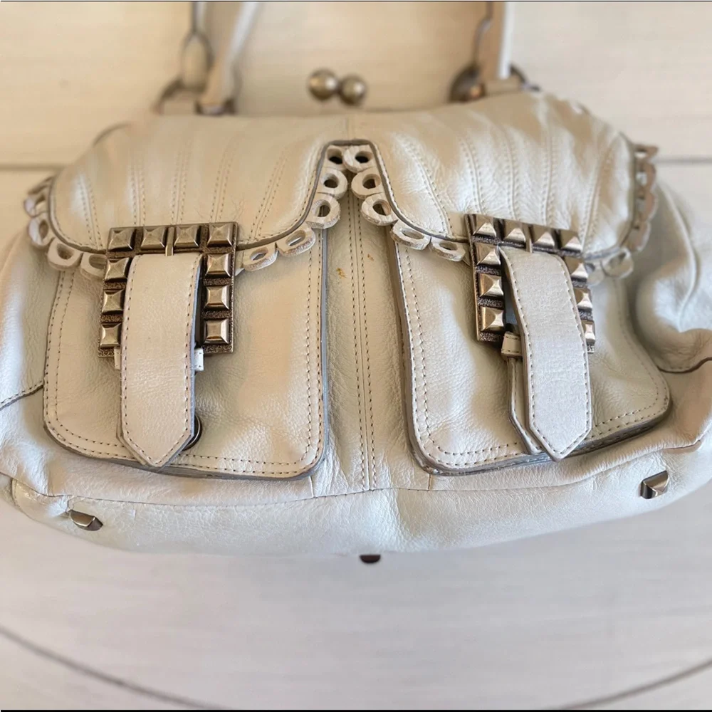 Betsy Johnson Genuine Leather with Studded Buckles Front Pockets Shoulder Bag π₯ - Picture 5 of 17